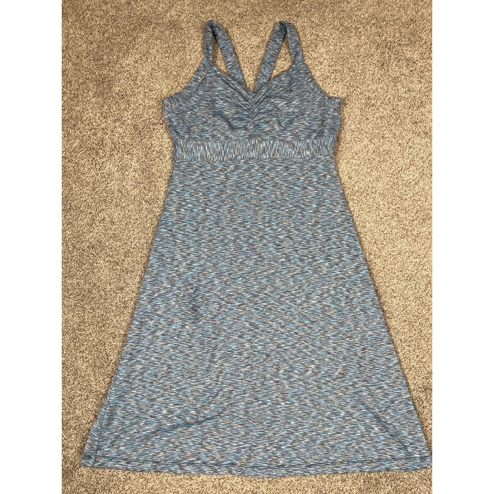 Prana Dress Womens Small Tank Racerback Athletic Spacedye Blue Padded Sporty